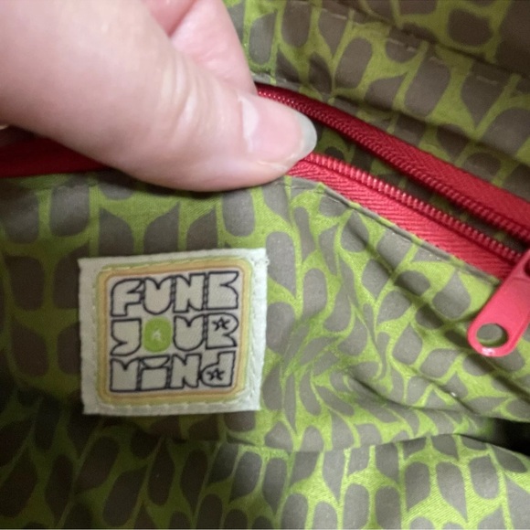 SkFk Handbag Purse Red Green Embroidered Organic Basket Weave & Fabric - Picture 11 of 16